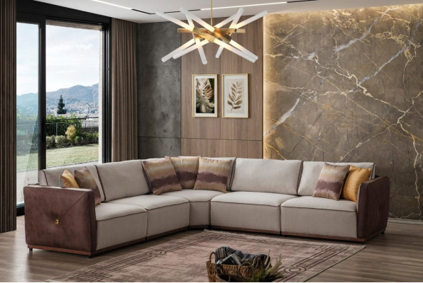 Canapé d'angle de luxe Canapés en forme de L Grand canapé Coin Salon Polyester Moderne Tissu nouveau