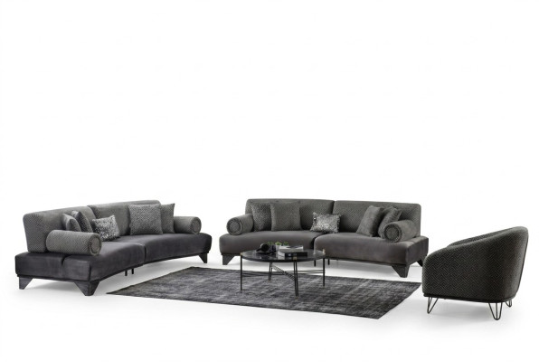 Ensemble de canapés de luxe Suite Canapés Fauteuil Canapé Trois places 3+3+1 places Tissu neuf