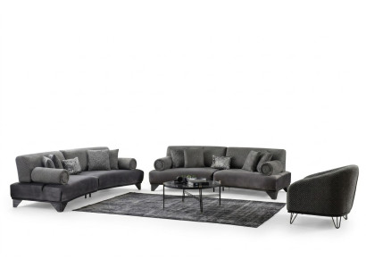 Ensemble de canapés de luxe Suite Canapés Fauteuil Canapé Trois places 3+3+1 places Tissu neuf