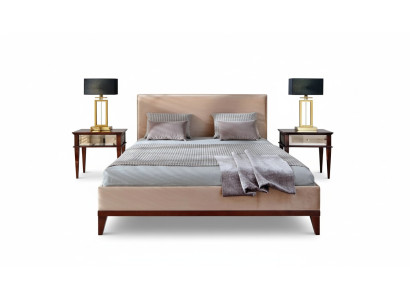 Chambre moderne marron-beige Lit de luxe en bois Lit double neuf