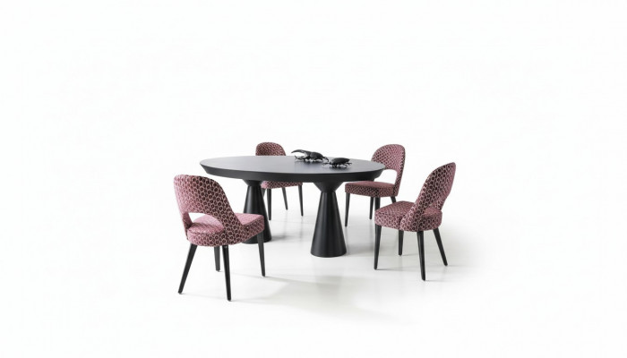 Ensemble de salle à manger de luxe avec table de salle à manger, chaises, buffet en bois 6 pièces.