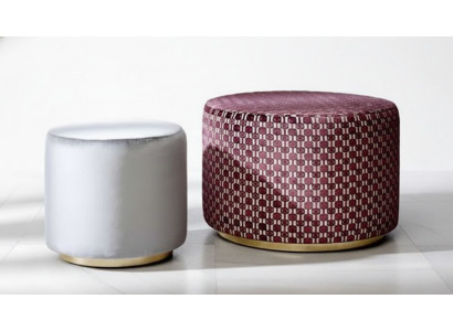 Groupe Tabouret Tabouret Banquette Pouf Tabouret Velours Tissu Rond Bois Ensemble 2 pièces