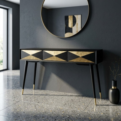 Luxuriöser Konsolentisch Tisch Konsole Kommode Nachttisch Holz Modernes Design in Gold
