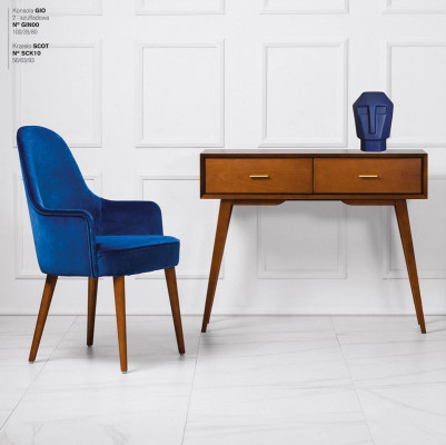 Salle à manger Chaise Chaise Fauteuil Siège 1 Place Fauteuil Club Tissu Bleu Salle à manger Bois