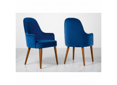 Salle à manger Chaise Chaise Fauteuil Siège 1 Place Fauteuil Club Tissu Bleu Salle à manger Bois