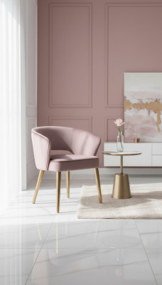 Luxus Esszimmerstuhl Stuhl Sessel Sitz 1 Sitz Clubsessel Stoff Esszimmer Rosa