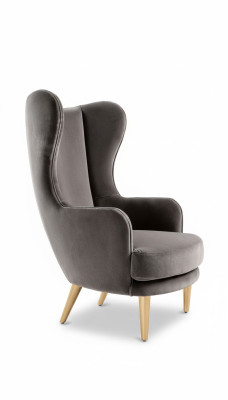 Fauteuil à ailes Fauteuil inclinable à accoudoirs 1 place Tissu de siège Salon de luxe moderne gris neuf