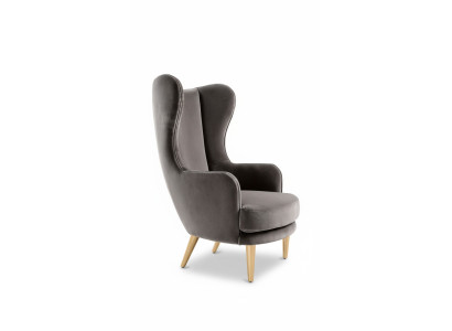 Fauteuil à ailes Fauteuil inclinable à accoudoirs 1 place Tissu de siège Salon de luxe moderne gris neuf