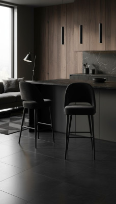 Tabouret de bar Tabouret de bar Chaise de bar Chaise Moderne Polyester Tissu Noir Bois Design nouveau