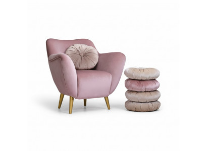 Fauteuil à oreilles Fauteuil 1 place Siège Tissu Luxe Salon Moderne Rose