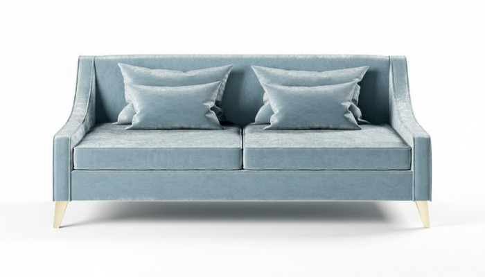 Canapé trois places en velours 3 Canapés en tissu Salon en polyester Moderne de luxe Bleu
