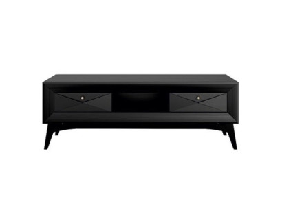 Meuble TV bas, buffet bas, table de salon design moderne en bois noir