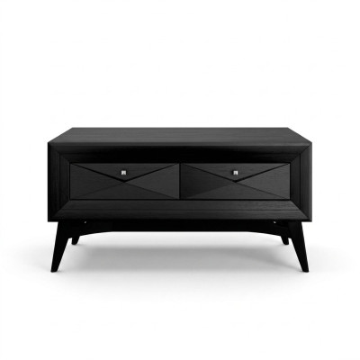 Support téléviseur Meuble bas Buffet Table Salon Moderne Bois Noir Design