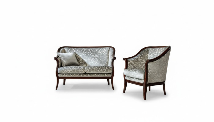 Canapé de luxe 2 places en tissu gris classique en polyester pour le salon