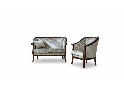Canapé de luxe 2 places en tissu gris classique en polyester pour le salon