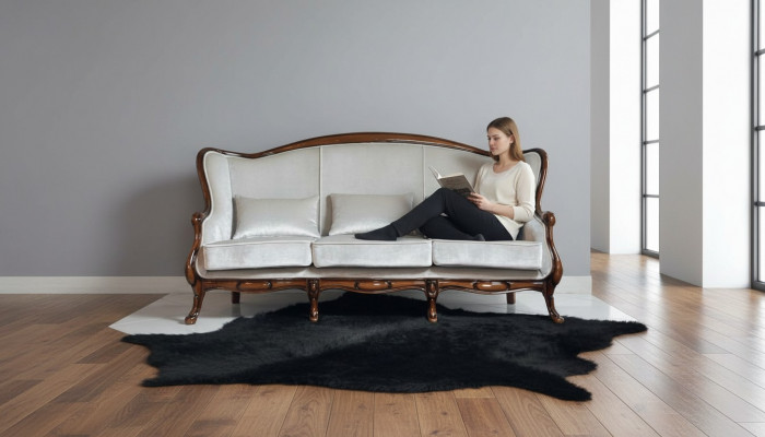 Canapé trois places en tissu de luxe gris pour le salon classique marron neuf