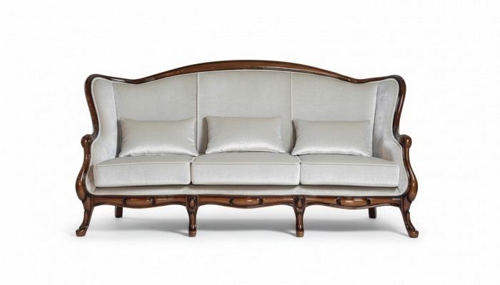 Canapé trois places en tissu de luxe gris pour le salon classique marron neuf