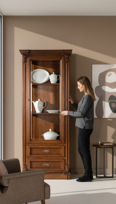 Vitrines Armoires Présentoirs Armoire en bois Mobilier de salon Classique Baroque Marron