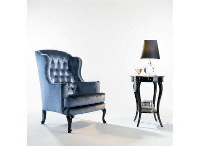 Fauteuil à oreilles siège de 2 places tissu bleu de luxe salle de séjour classique en polyester