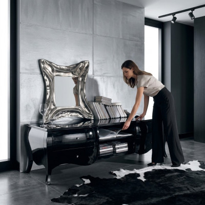 Meuble TV buffet armoire télé bas étagères salon bois noir commodes tables