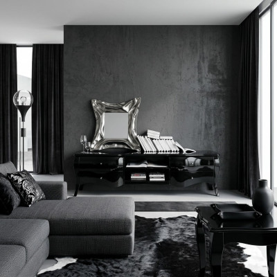 Meuble TV buffet armoire télé bas étagères salon bois noir commodes tables