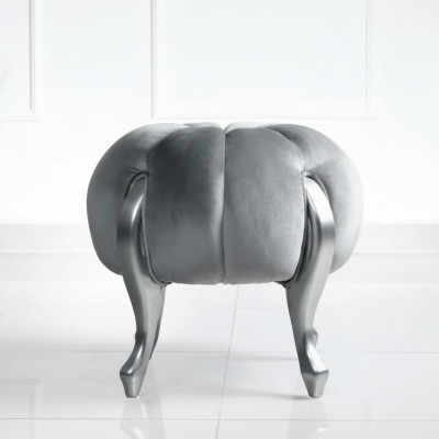Tabouret de luxe Repose-pieds en polyester Siège de salon Tissu Gris Tabouret de luxe Velours