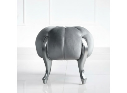 Tabouret de luxe Repose-pieds en polyester Siège de salon Tissu Gris Tabouret de luxe Velours