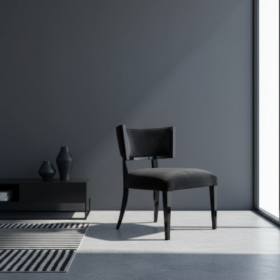 Chaise de salle à manger Chaise Fauteuil Fauteuil Design Chaises Fauteuil Siège Bois Luxe Noir