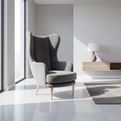 Fauteuil à ailes Fauteuil Fauteuil de club Fauteuil cocktail Siège de luxe gris Salon