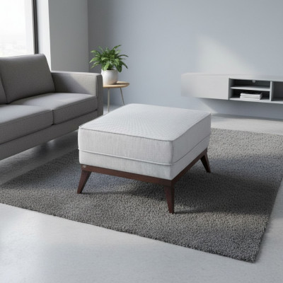 Tabouret Pouf en polyester Repose-pieds Salle de séjour Siège Tissu Gris Luxe Siège Mobilier
