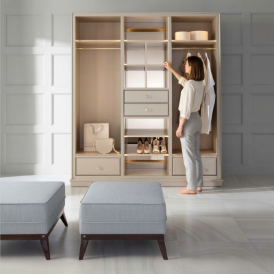 Armoire ouverte Armoire de chambre Armoire pour dressing Mobilier Armoire en bois beige