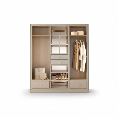 Armoire ouverte Armoire de chambre Armoire pour dressing Mobilier Armoire en bois beige
