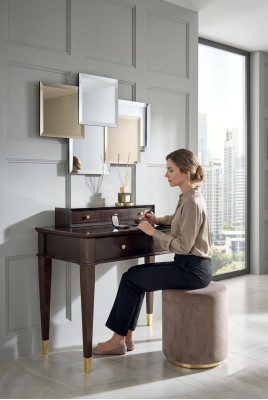 Coiffeuse Tabouret consoles Table de luxe en bois Secrétaire marron Chambre à coucher 2 pièces