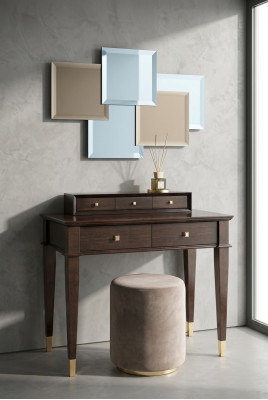 Coiffeuse Tabouret consoles Table de luxe en bois Secrétaire marron Chambre à coucher 2 pièces