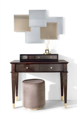 Coiffeuse Tabouret consoles Table de luxe en bois Secrétaire marron Chambre à coucher 2 pièces