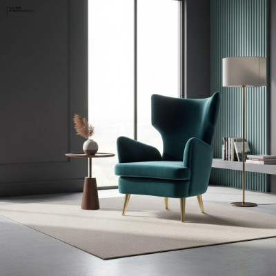 Fauteuil à ailes Fauteuil de club Fauteuil de cocktail Fauteuil de salon de luxe Siège Vert in living room