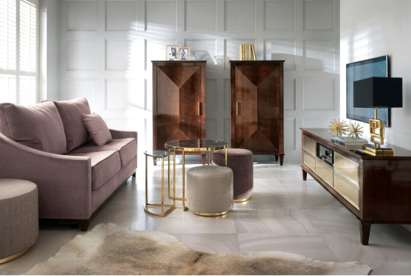 Salon Suite Canapé Tabouret Armoire Meuble télé en bois de luxe Canapés Ensembel de 7 pièces neuf