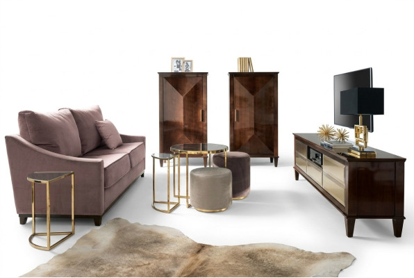 Salon Suite Canapé Tabouret Armoire Meuble télé en bois de luxe Canapés Ensembel de 7 pièces neuf