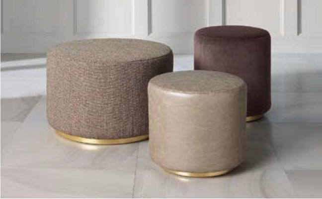 Groupe Tabouret Repose-pieds en polyester Salon Siège Tissu Beige de Luxe 3 places
