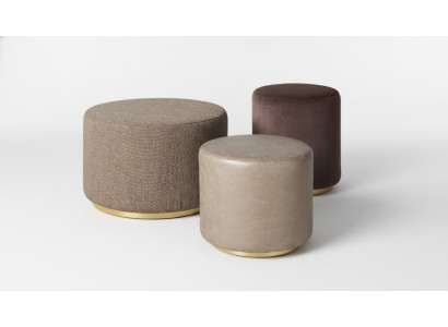 Groupe Tabouret Repose-pieds en polyester Salon Siège Tissu Beige de Luxe 3 places