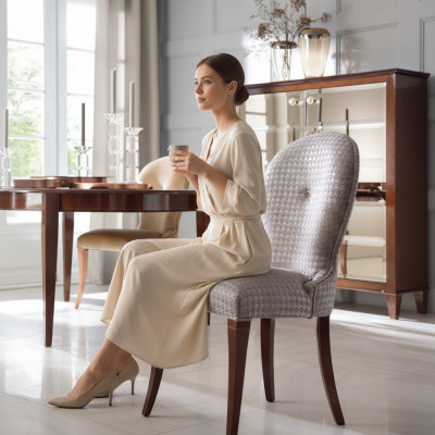 Chaise de salle à manger de luxe Chaise Fauteuil Siège Chaises de salle à manger Bois Moderne Gris