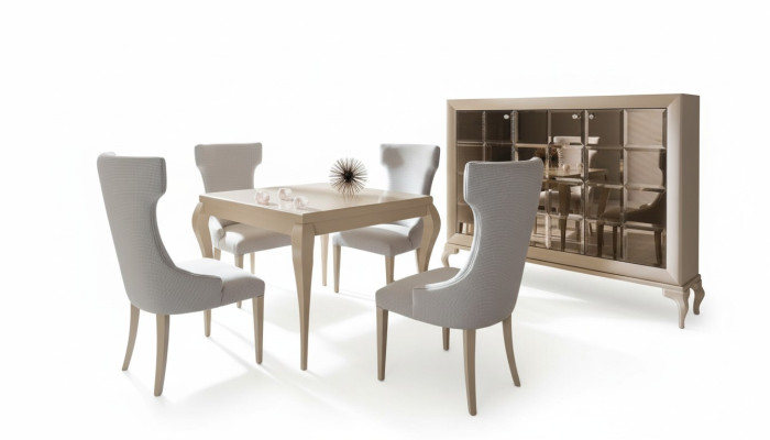 Salle à manger de luxe Table à manger Chaise Ensemble de salle à manger Chaises Dinette Luxueuse Ensemble Blanc 5 pièces