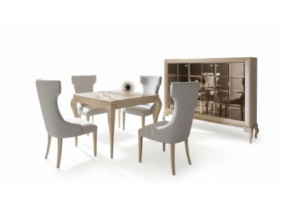 Salle à manger de luxe Table à manger Chaise Ensemble de salle à manger Chaises Dinette Luxueuse Ensemble Blanc 5 pièces