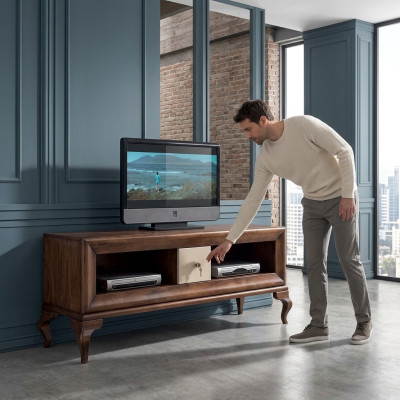 meuble de télévision TV-Lowboard Sideboard Table Bois Salon Marron Mobilier Télévision neuf