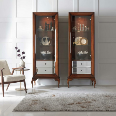 Vitrine Armoires Vitrines Bois Luxe Salon Mobilier Armoire Marron Baroque nouveau