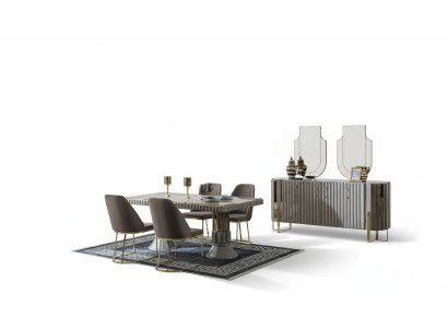Ensemble de salle à manger Salle à manger Table à manger Suite Luxe Chaises Espace repas Gris 6 pièces