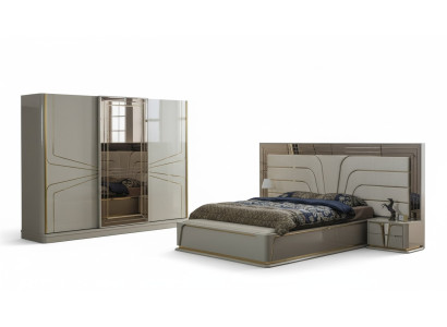 Ensemble de chambre moderne en beige avec une touche européenne