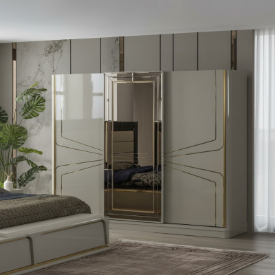 Armoire de luxe en bois Armoire de chambre Armoires de chambre beige