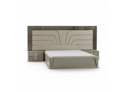 Chambre Suite Lit double Lit de luxe Moderne Beige Ensemble 3 pièces neuf