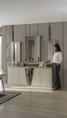 Buffet Commode Salon Bois Moderne Beige Luxe Cabinets Design